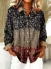 Camisa casual de manga larga para mujer, europea y americana, transfronteriza, con estampado digital 3D, temática navideña, disponible en Amazon