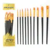 Venta al por mayor de fábrica diez trajes de pinceles de lana de nylon mango de plástico pincel de aceite pincel de arte pincel para pintura acuarela gouache