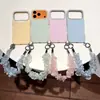 Funda de teléfono de color sólido estilo macarrón, adecuada para Apple 18 Pro Max, iPhone 17, con asa de cinta, 16, estilo coreano, 15