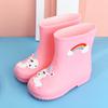 Botas de Lluvia para Niños, Botas de Agua Antideslizantes para Niños con Cordón y Forro de Felpa, Botas de Lluvia de Dibujos Animados para las Cuatro Estaciones, Zapatos de Lluvia para Jardín de Infancia