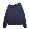 Moletom Americano de Um Ombro Só para Mulheres, Novo Estilo Outono 2026, Blusa Oversized Relaxada de Manga Longa com Ombro Inclinado
