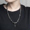 Colar Nicho Enrolado Gema Preta Aço Titânio Estilo Frio Unissex Hip-Hop Cool Estiloso Corrente Clavícula Masculina para Suéter