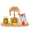 Danza del León Estilo Chino Gato de la Suerte Gatito Árbol del Dinero de Cristal Regalo de Año Nuevo Decoración para Escritorio de Oficina Adorno Árbol del Dinero