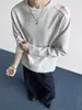 Camiseta de Manga Larga con Bordado de Panal para Hombre, Temporada de Primavera, Cuello Redondo, Sudadera Estilo Americano, Tejido Waffle, Capa Base para Fitness