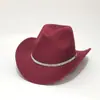 Sombrero de Lana y Mezclilla de Ala Curva Nuevo Transfronterizo Sombrero Decorativo de Diamantes Negros para Halloween Sombrero de Diamantes Brillantes para Fiesta de Carnaval