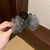 Pinza para el pelo de flor de pluma pinza para sujetar coleta semirecogida pelo de mujer 8 cm menos placa de sujeción para la parte posterior de la cabeza pinza de tiburón para el pelo
