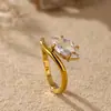 Lujo Ligero, Diseño Sencillo de Nicho, Anillo de Oro de 18 Quilates con Circonita Marquise, Versátil para el Uso Diario, No se Desvanece, Venta Directa al Por Mayor