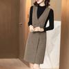 Inspección de Calidad Vestido Chaleco de Lana para Mujer de Longitud Media Otoño e Invierno Estilo Nuevo Elegante Vestido Chaleco sin Mangas con Tirantes