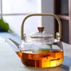 Mango de Bambú Olla de Haz Vidrio de Borosilicato Tetera Hervidora Tetera de Vidrio Engrosado Tetera de Flor Kung Fu