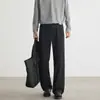 Pantalones Anchos de Caída Estilo Old Money Otoño 2026 para Hombre, Pantalones Casuales Rectos Sueltos Grises, Pantalones de Alta Gama Ligeramente Acampanados de Moda