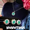 Joyas Turmalina Lago Azul Esmeralda Girasol Collar Tachonado con Diamantes Conjunto de Joyas para Boda Aretes Florales Bud-Verde Neón
