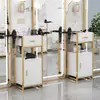 Gabinete de Herramientas para Barbería, Estación con Espejo para Salón de Peluquería, Gabinete para Cortar el Cabello, Carrito para Salón de Belleza, Estante de Almacenamiento para Secador de Pelo Dedicado para Salón de Peluquería