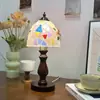 Lámpara de Mesa Decorativa Redonda al por Mayor, Lámpara de Atmósfera de Concha Colorida, Lámpara de Mesa Retro Dimmable para Mesita de Noche Estilo Europeo y Americano