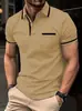 Camisa Polo de Manga Corta para Hombre de Verano Europeo y Americano Estampado 3D Casual para Deportes al Aire Libre Transpirable Bolsillo con Solapa Pantalones Camisa Polo