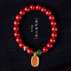Pulsera de cinabrio de alto contenido de fidelidad para mujer, cuentas de la suerte de jade Hetian, mineral bruto original, pulsera de arena de emperador, regalo para el año de nacimiento