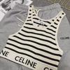 (Versión Correcta de Tiro Verdadero) Chaleco Deportivo Rayado de Verano con Letras y Cinta Ropa Exterior Tirantes Cortos Top Estilo Spice Girl