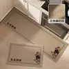 Tapete de chão de cozinha tecido em linho, estilo wabi-sabi de desenho animado, absorvente de água e óleo, lavável em ambiente interno, resistente à sujeira, fácil de limpar, tapete antiderrapante