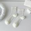 Meias com Laço para Meninas Verão Malha Fina Respirável Meias de Cristal Femininas Japonesas Fofas Lolita Meia de Cano Médio
