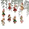 2D 8 Piezas Navidad Niña Sosteniendo Flores Adornos de Madera Árbol de Navidad Hogar Oficina Decoración Colgante