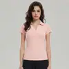 Camiseta de Manga Corta con Cuello en V y Solapas, Corte Ajustado, Ropa Deportiva de Fitness de Secado Rápido