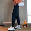 Pantalones deportivos para mujer, otoño e invierno, holgados, adelgazantes, con forro polar grueso, nuevos pantalones casuales de canalé de color sólido de talla grande