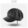 Boina de Mezclilla Lavada Estilo Coreano Primavera y Otoño Lisa Combinable Retro Resalta el Rostro Sombrero Pequeño Pintado Gorra de Periódico Moderna