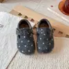 Sapatos Birkenstock para Meninas Inverno Mais Veludo Quente Bolinhas Menina Pequena Sapatos de Algodão Infantil 2026 Novo Retro Sapatos de Couro para Bebê