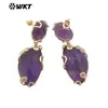 WT-E751 Multicolor Natural Color Opcional Piedra Preciosa Amatista Piedra Destello Doble Piedra Pendientes Clásicos de Banquete para Mujer