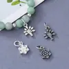 Plata S925 Retro Doble Cara Estilo Chino Colgante Hueco Copo de Nieve Colgante Árbol de la Vida Pulsera de Cuentas Hecha a Mano DIY Collar