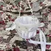 Perla Estilo Western Niña de las Flores de Boda Cesta Pequeña para Esparcir Pétalos Cesta de Flores para Pasarela de Encaje Blanco Regalo de Boda para la Novia