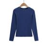 Camiseta Básica de Manga Larga para Mujer, Cuello Redondo, Tencel Cachemir, para Yoga Fitness, Adelgazante de Cintura, Hombro Normal, Camiseta Base