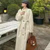 Gabardina larga beige de un solo botón para mujer, estilo otoñal de alta gama, abrigo petite, estilo británico, venta al por mayor transfronteriza