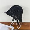 Sombrero de pescador con cordones de punto hueco de estilo japonés para mujer, nuevo sombrero de protección solar y transpirable para primavera y verano, con cara visible.