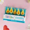 Velas de Aniversário Amarelas com Chama da Moda Decoração de Festa Velas de Chama para Bolo Acessórios de Confeitaria para Festa 5 Peças