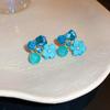 Pendientes de mariposa de cristal azul artificial con aguja de plata, elegantes y artísticos, pequeños y frescos pendientes de botón, ligeros y de lujo, accesorios de alta gama para mujer.