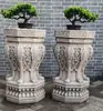 Talla en Piedra Pedestal Sumeru Han Jade Blanco Estilo Antiguo Base para Bonsái Pilar de Piedra Soporte para Flores Mesa de Flores Pedestal Base de Piedra Antigua