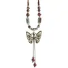 Collar Colgante Retro Estilo Étnico Cerámica Mariposa Campana para Mujer 2025 Nuevo de Moda Cadena Larga para Suéter Accesorios