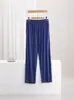 Calça Casual de Algodão Fino Primavera e Verão Leve Solta Roupa Externa Pijama Fresco Bolso Casa Calça de Pernas Largas