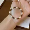 Pulsera de Perlas de Agua Dulce Irregulares Ovaladas con Ojo de Tigre para Mujer, Pulsera de Lujo Ligero de Nicho Exquisita Estilo Maillard Otoño/Invierno