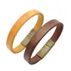 Pulsera de cuero para hombre con hebilla de aleación, pulsera de cuero, pulsera con hebilla de color acero inoxidable, pulsera vintage brillante, venta caliente transfronteriza