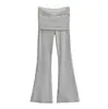 Pantalones de yoga con cintura en V y costuras de encaje Lulu de estilo europeo y americano para mujer, pantalones acampanados de cintura baja, pantalones deportivos de microbaile y fitness