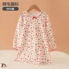 Bata de noche de algodón puro para niñas de otoño e invierno, diseño de dibujos animados, ropa de estar para niñas pequeñas, vestido de manga larga para niños, vestido de princesa
