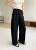Calça Larga de Sarja de Alta Densidade Anti-Rugas com Painéis Divididos e Efeito de Caimento Calça Casual para Mulheres 2026 Novo Lançamento Outono Inverno Calça Feminina