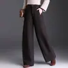 Calça Reta Elegante da Moda Feminina 2026 Outono/Inverno Nova Cintura Alta Emagrecimento Perna Larga Longa Temperamento Para o Trabalho Casual