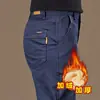 Calça Reta Masculina de Alta Qualidade, High-End, Outono e Inverno, Nova, Quente, Versátil, Forrada com Fleece, Resistente ao Desgaste, Slim, de Negócios, Luxo Leve