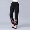 Pantalones de algodón grueso para mujer de mediana edad, de invierno, estilo étnico, bordados, para abuelas mayores, cálidos, para niños.