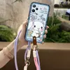 Adecuado para Funda de Teléfono Móvil Oppo Colgante para el Cuello Dibujos Animados Enfriamiento Carcasa Suave Lanyard Lindo Digital a Prueba de Polvo Juvenil Simple Versión Q