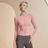 Roupas de Yoga Roupa Esportiva Feminina Slim Fit Justa Manga Longa Cardigan Alta Elasticidade Respirável Ciclismo ao Ar Livre Levantamento de Peso Corrida Fitness