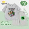 Conjunto de Camiseta de Manga Corta y Pantalones para Niños de Minecraft, Ropa de Verano de Algodón con Diseño de Creeper para Niños