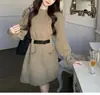 Vestido Suéter de Estilo Francés 2026 para Mujeres Petites, Vestido Base de Punto Holgado de Manga Larga para Otoño e Invierno